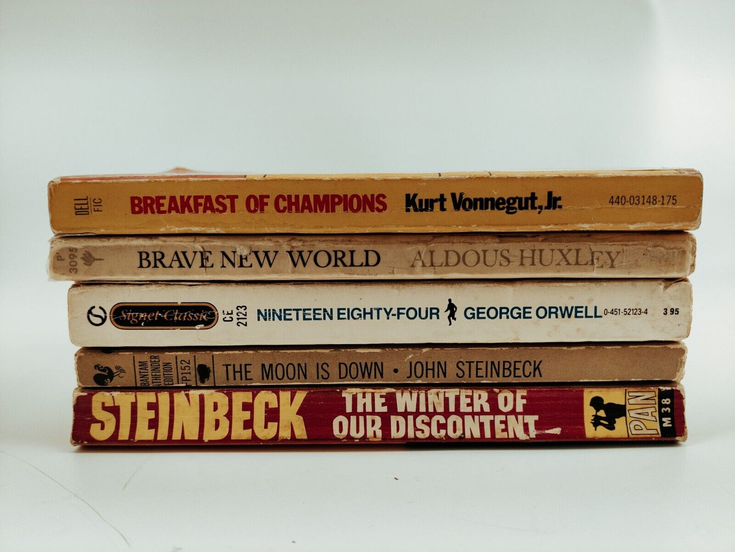 Lot of 5 Vintage PB Classic Books Steinbeck, Vonnegut, Orwell, Huxley