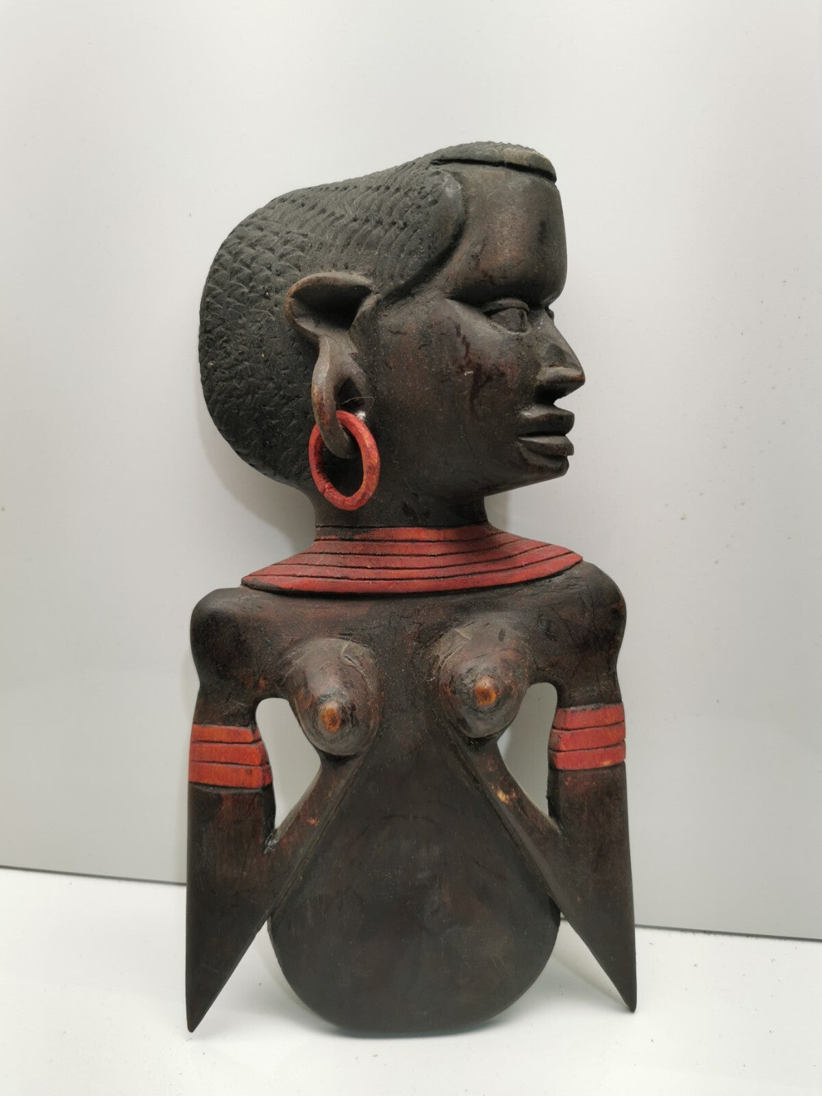 Carved Wooden African Man and woman Profile Wall Art decor collectible face art