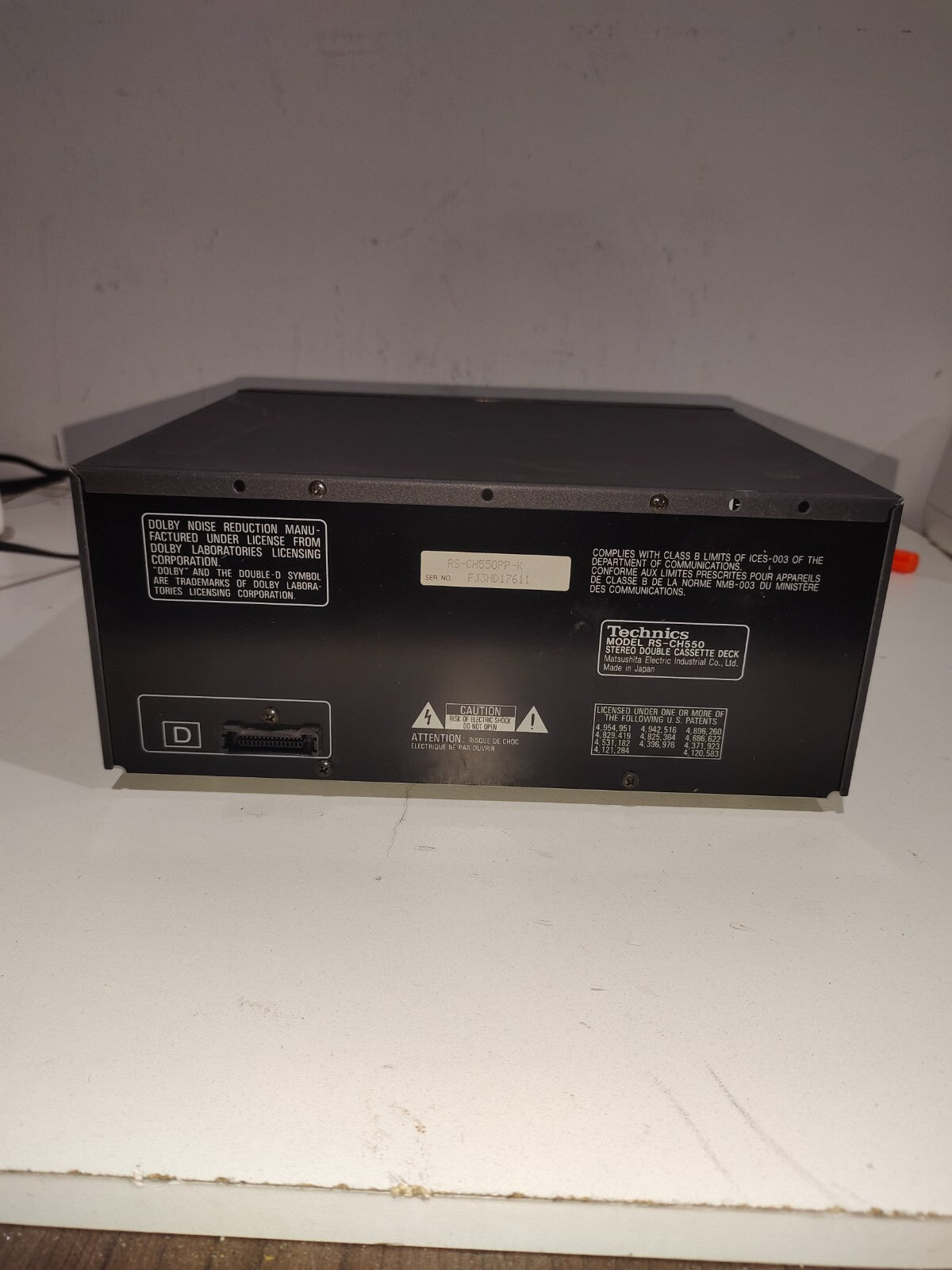Technics Black RS-CH550 Stereo Double Cassette Tape Deck No Power Cord