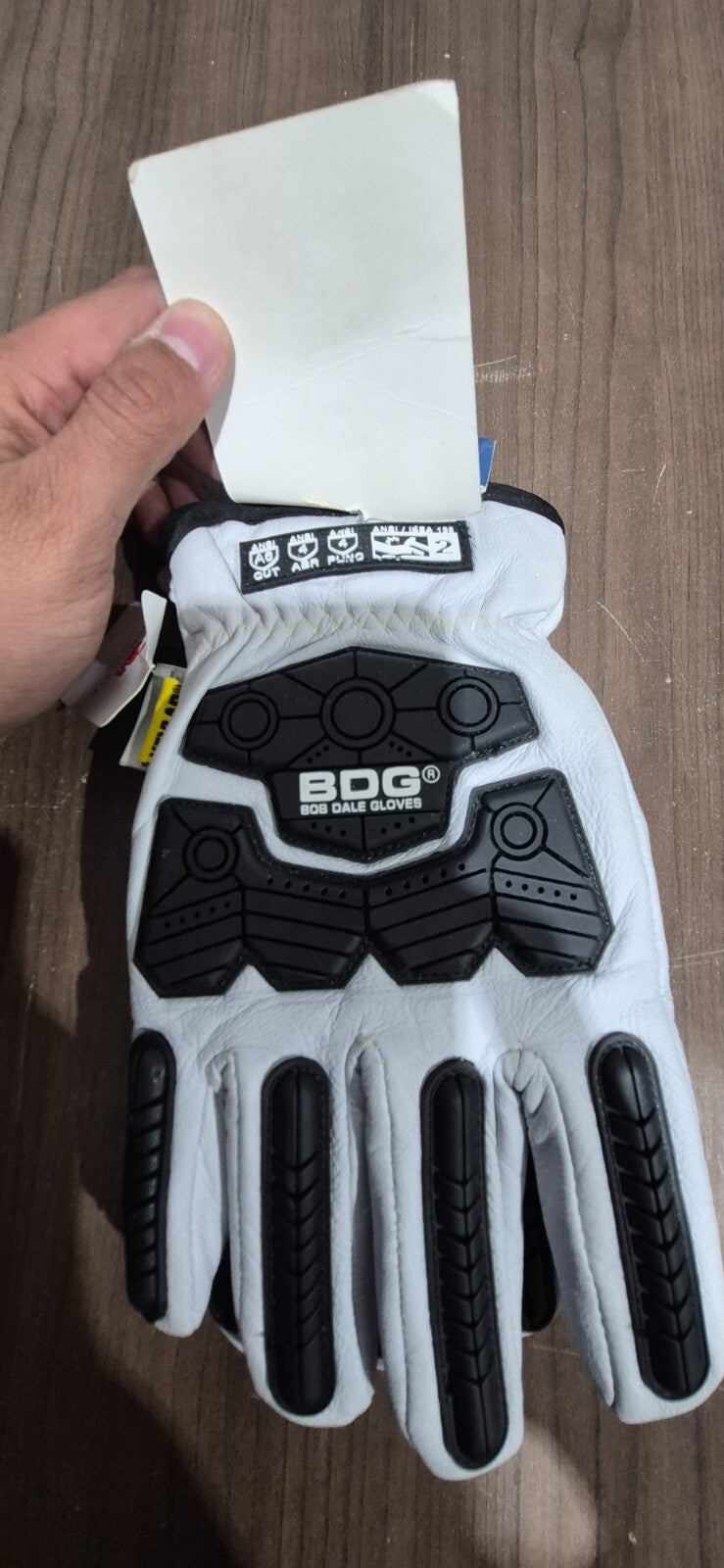 Bob Dave Gloves - BDG - 20-1-10698-M Leather Gloves - White & Black