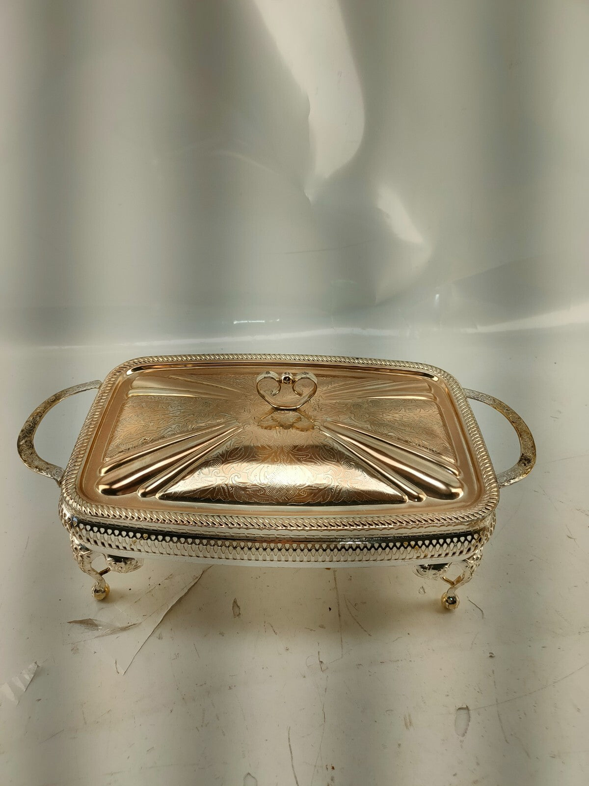 Queen Anne Table Top Serving Dish Gold Plated w/Special Tarnish Resistant Finish