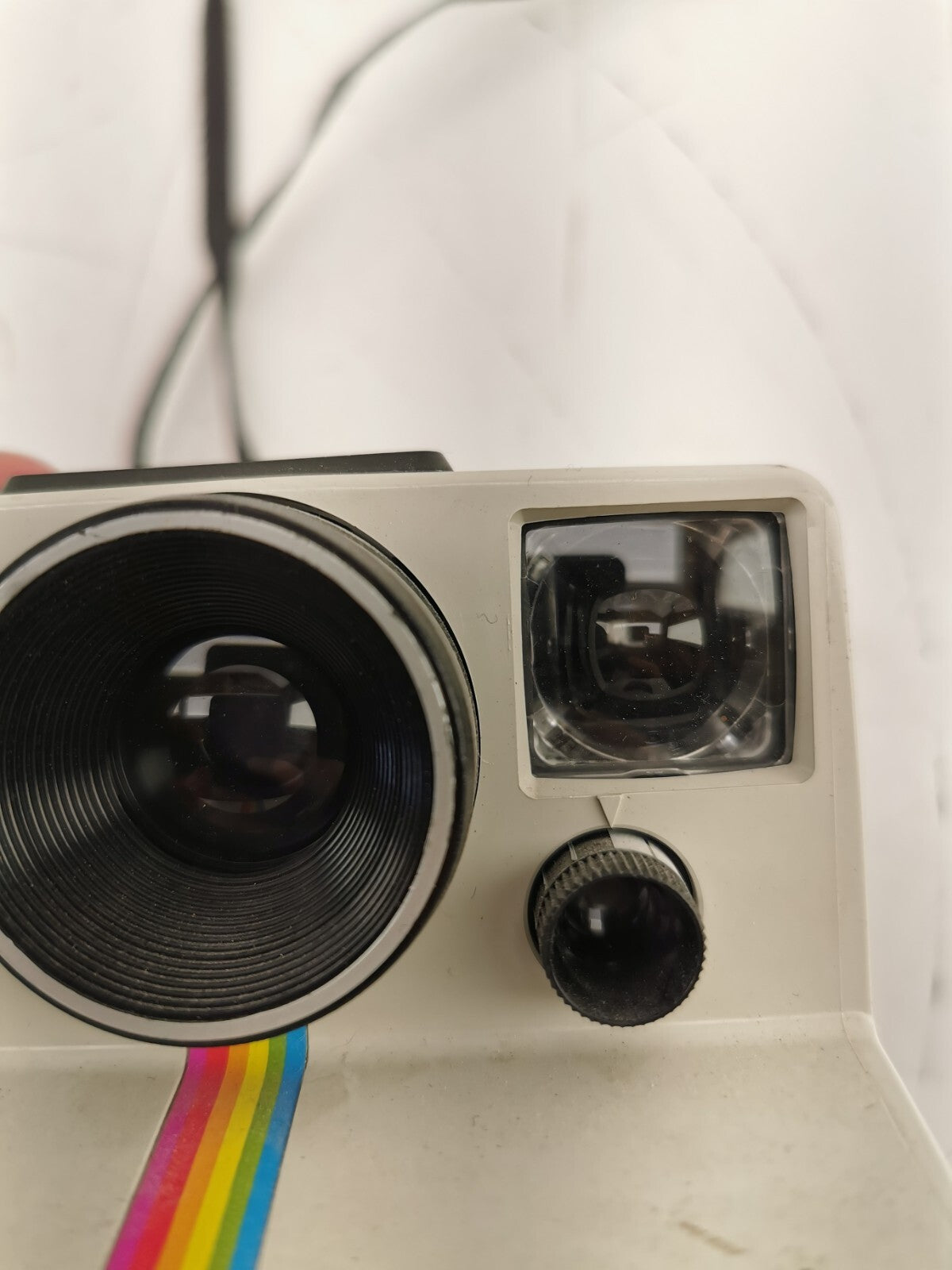 Vintage Original Polaroid SX-70 OneStep White Rainbow Stripe Land Camera