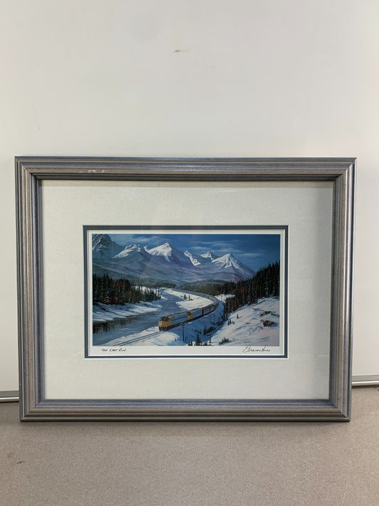 FRASER HINE "THE LAST RUN" art print Via Train Rocky Mountains