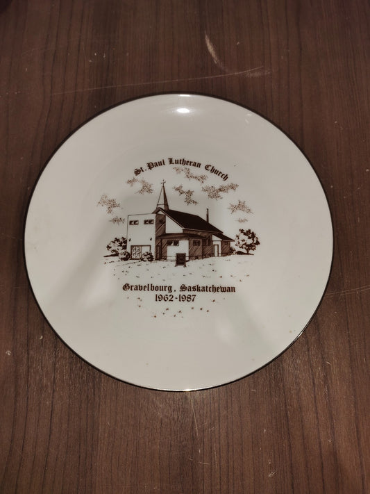 Vintage Gravelbourg Lutheran Church 1962 Decorative Plate
