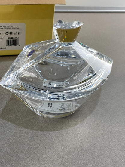 Vintage Bohemian Czech Clear 24% Lead COMET- CANDY BOX 7"