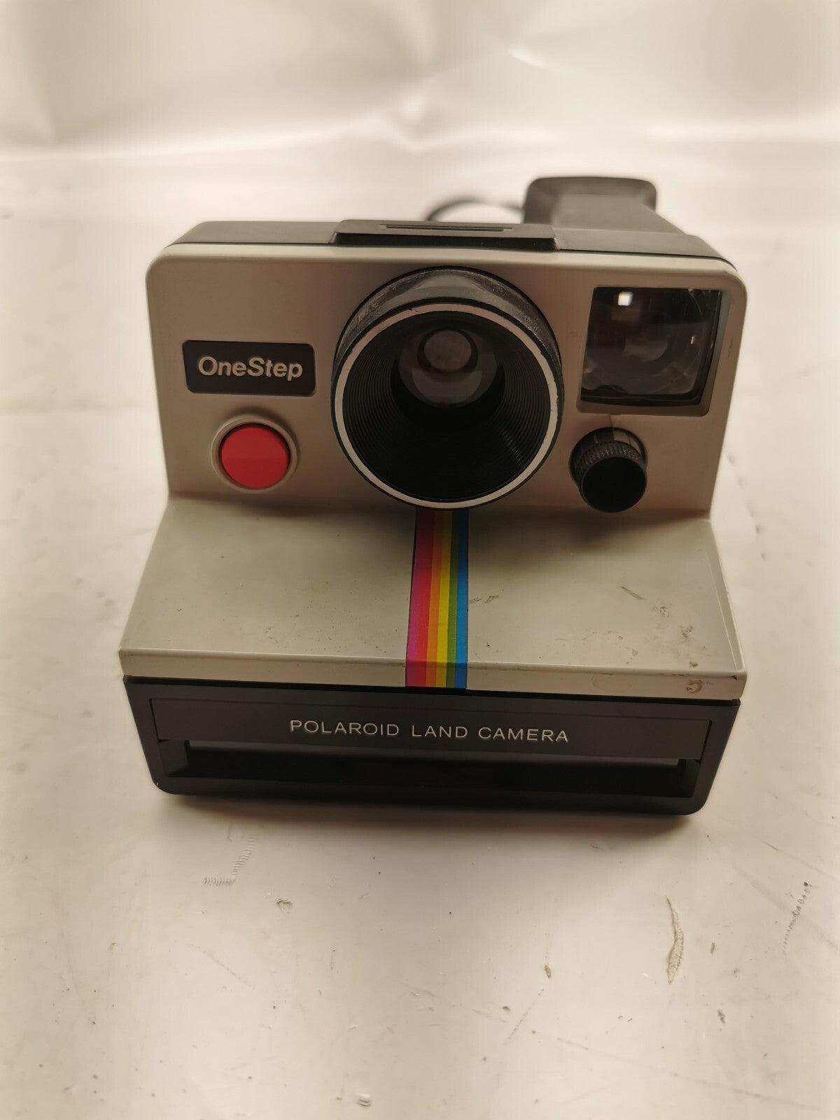 Vintage Original Polaroid SX-70 OneStep White Rainbow Stripe Land Camera