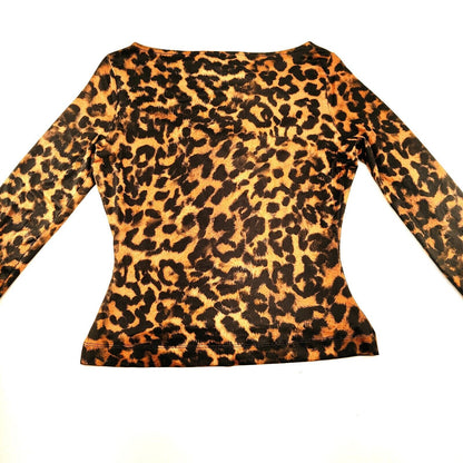 Guess Leopard Print Cut-Out Women's Shirt Size Small