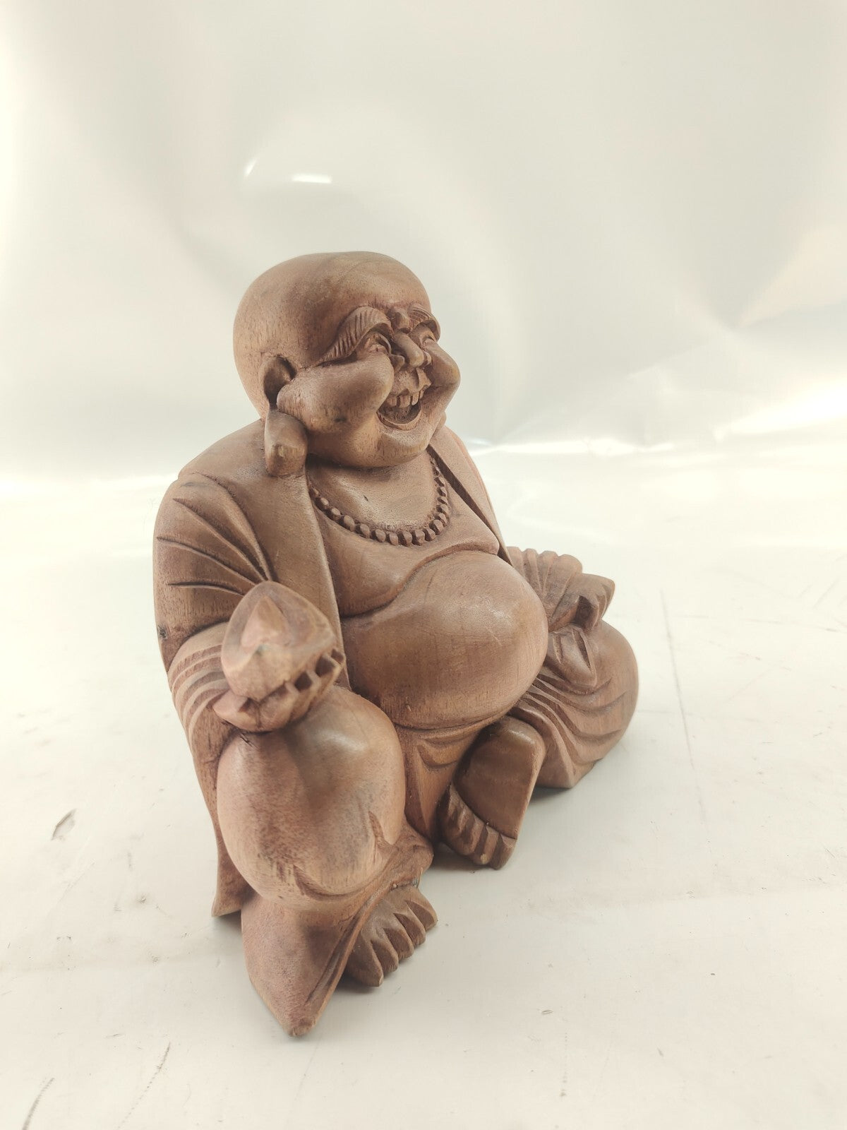 Antique Carved Wood Hotai Hotei  19th century China Qing Dynasty Buddha