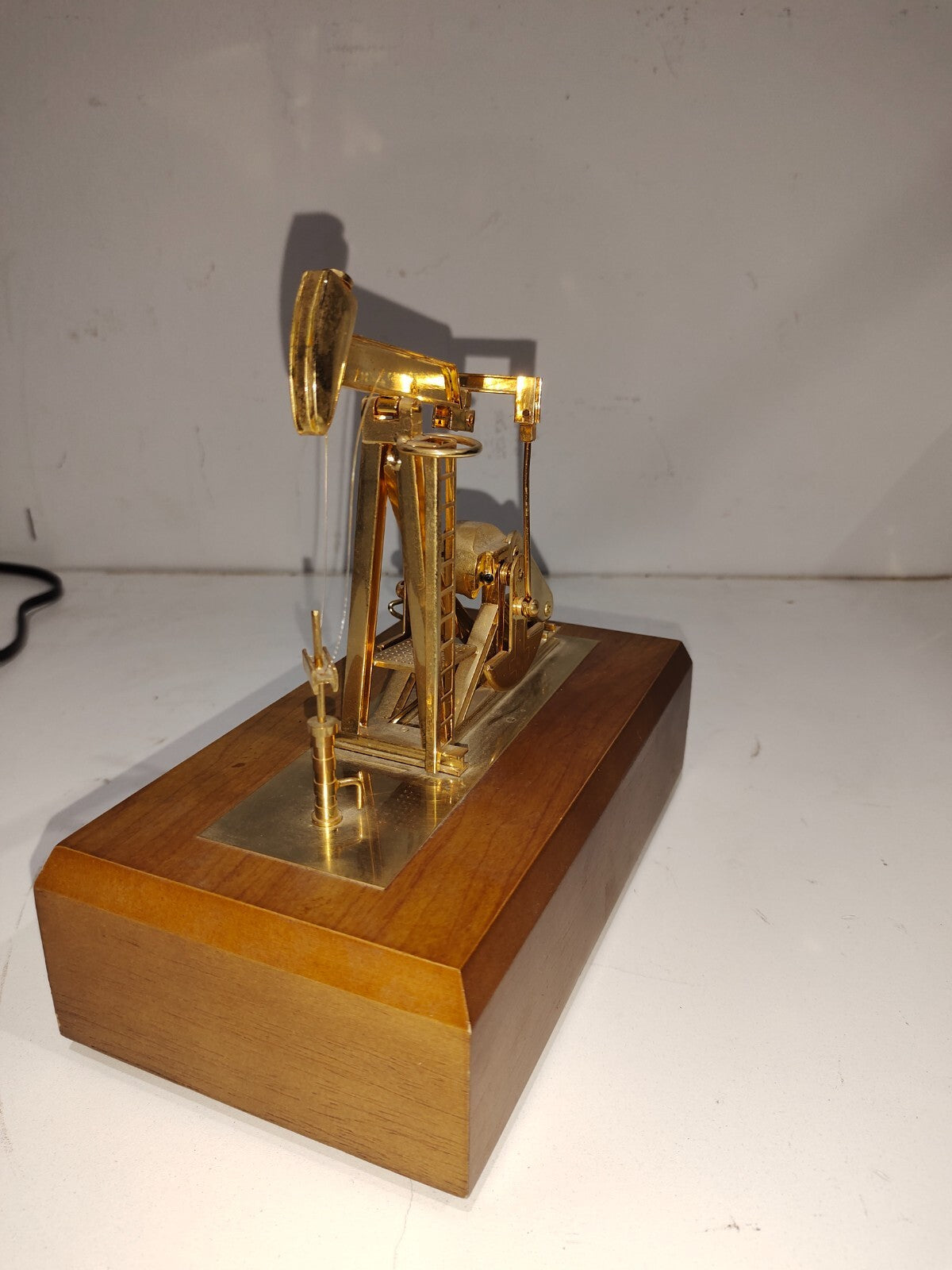 Vintage Metal Oil Derrick Model - Wind-Up Music Show Piece