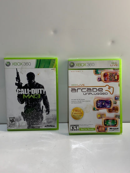 Lot of 2 Xbox 360 Games, Call of Duty: Modern Warfare 3 & Live Arcade Unplugged