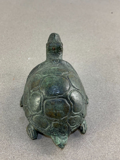 Vintage Hand carved Bronze Turtle Sculpture