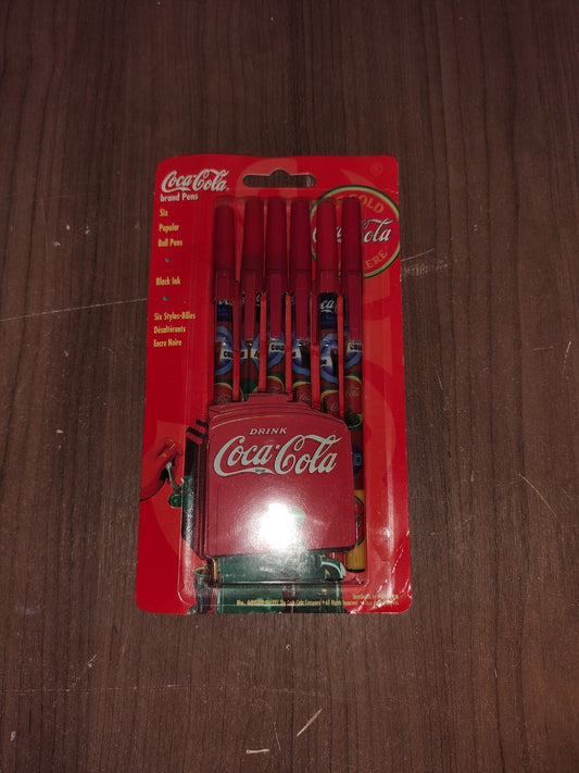 Vintage Rare Coca-Cola Brand - Ball Point Pen (6) Black Ink - New In Box