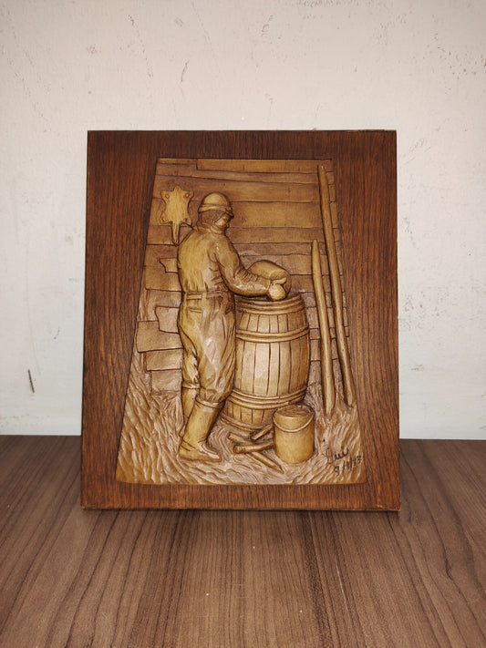 Vintage Wood Carved Painting - Antique