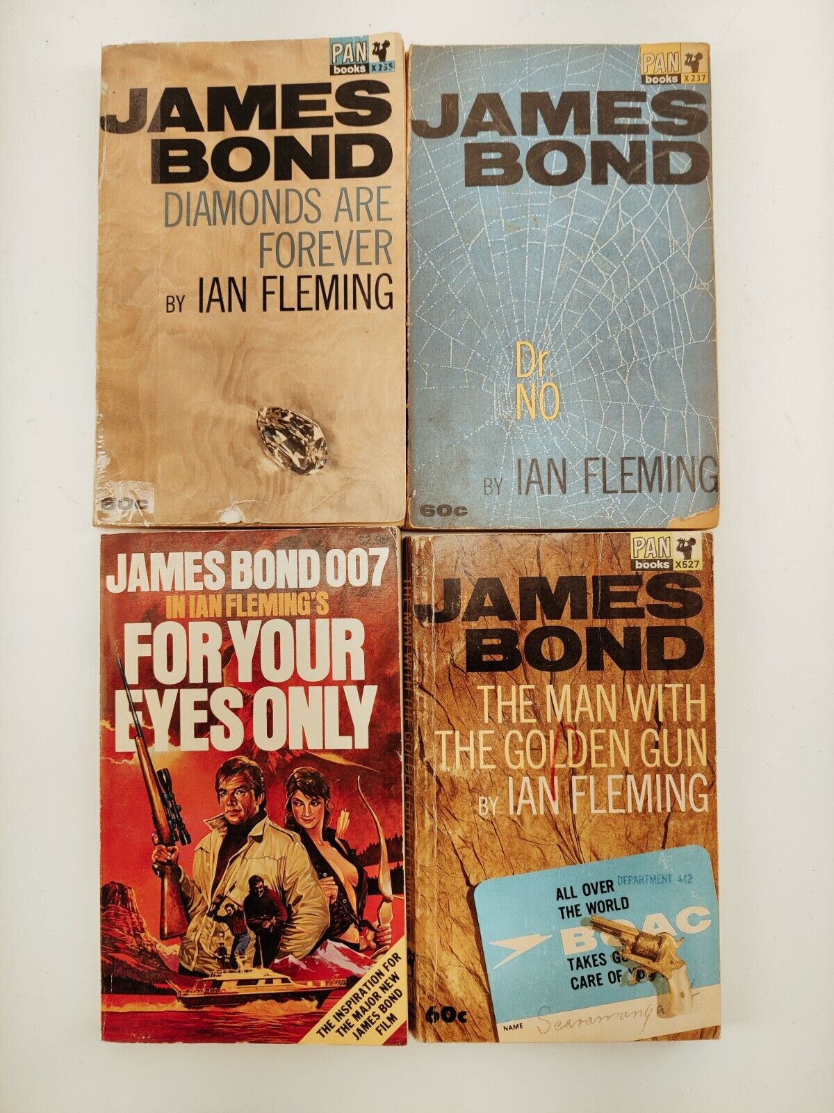 Ian Fleming James Bond Lot of 4 Vintage PB Books 1960s-1980s