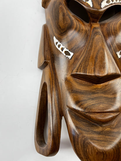 Antique African Face Mask Hand Carved From Wood For Wall Decoration