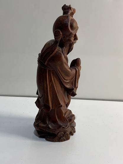 Vintage Oriental Chinese Hand Carved Wood Old Main Figure/ Statue