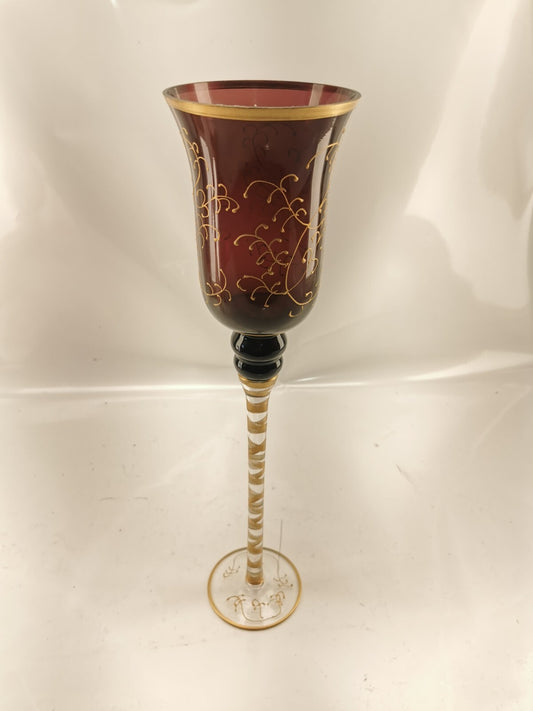 Vintage Red Air Twisted Stem Flared Wine Glass