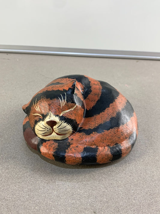 Hand Carved Hand Painted Wooden Cat