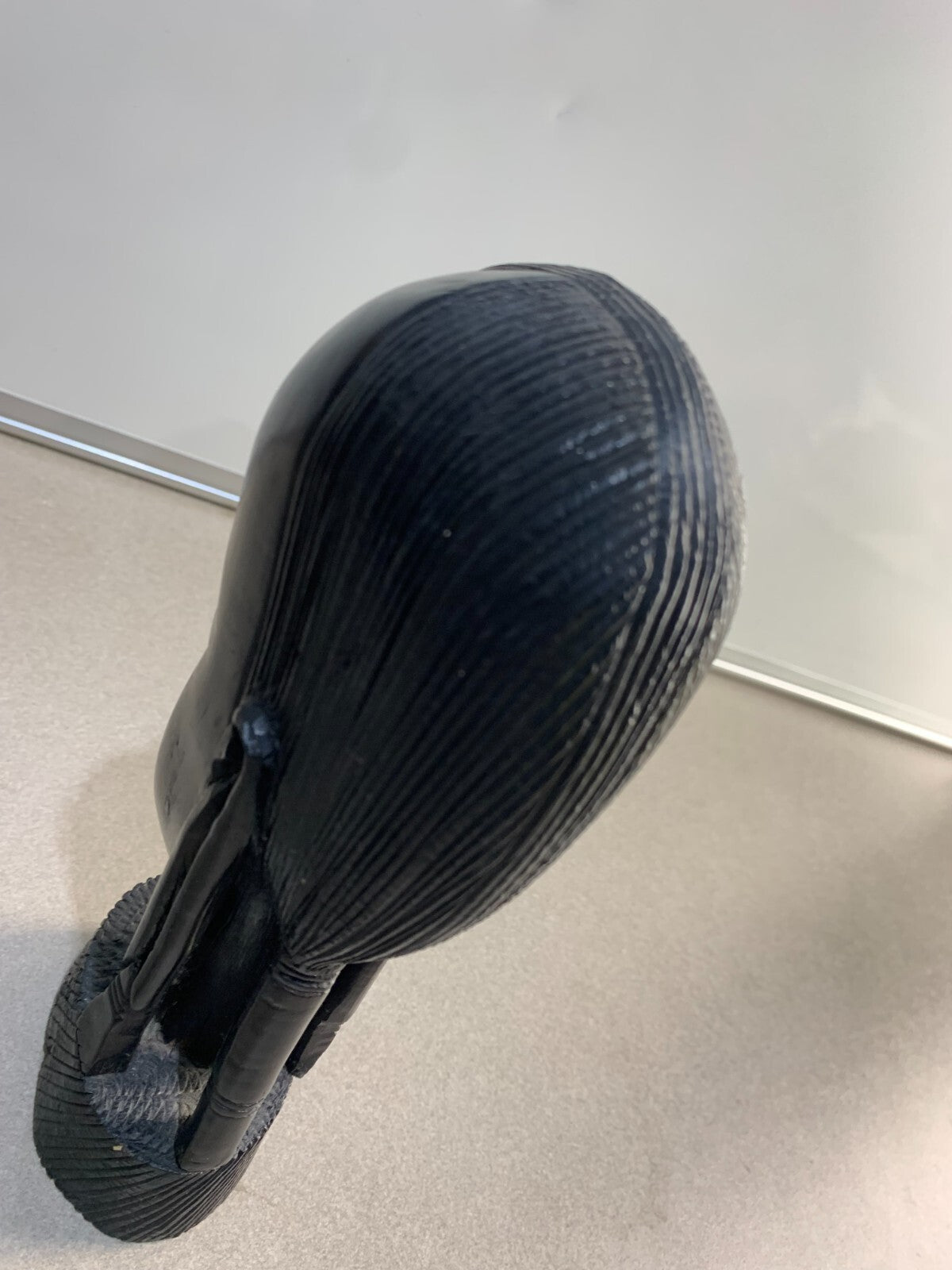 Ebony Wood Bust Carved African Art Tribal Warrior Head Sculpture.