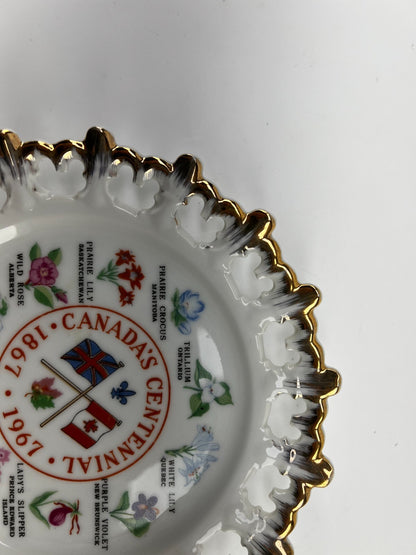 “CANADA’S CENTENNIAL-1867-1967" Province’s Flowers-Gold Scalloped Rim-Col. Plate