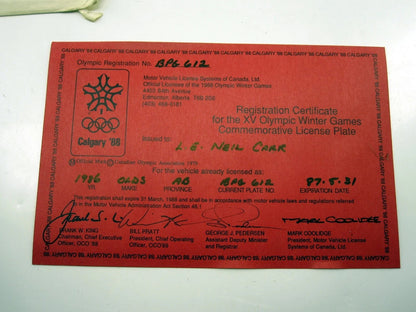 Alberta 1988 XV Olympic Winter Games with Certificates