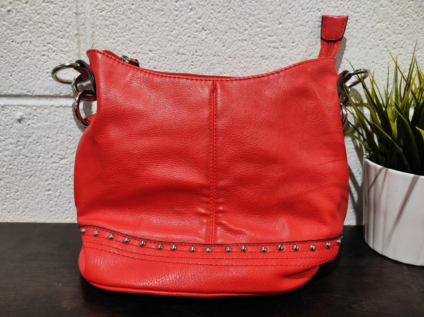 David Jones Red Crossbody/Top Handle Bag with Strap