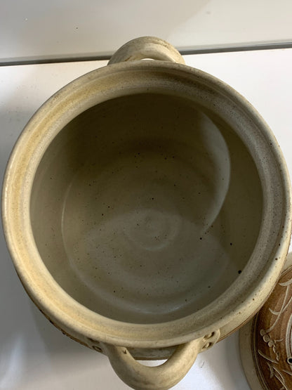 Vintage Beige with Signed Hand Crafted -Stoneware