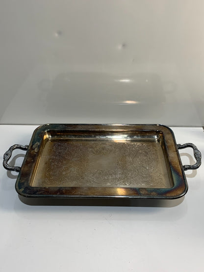 Silverplate 2 Handle Tray Footed Beautiful Design Etched