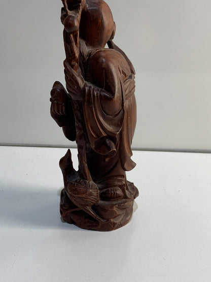 Vintage Oriental Chinese Hand Carved Wood Old Main Figure/ Statue