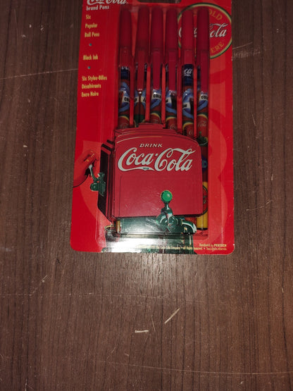 Vintage Rare Coca-Cola Brand - Ball Point Pen (6) Black Ink - New In Box