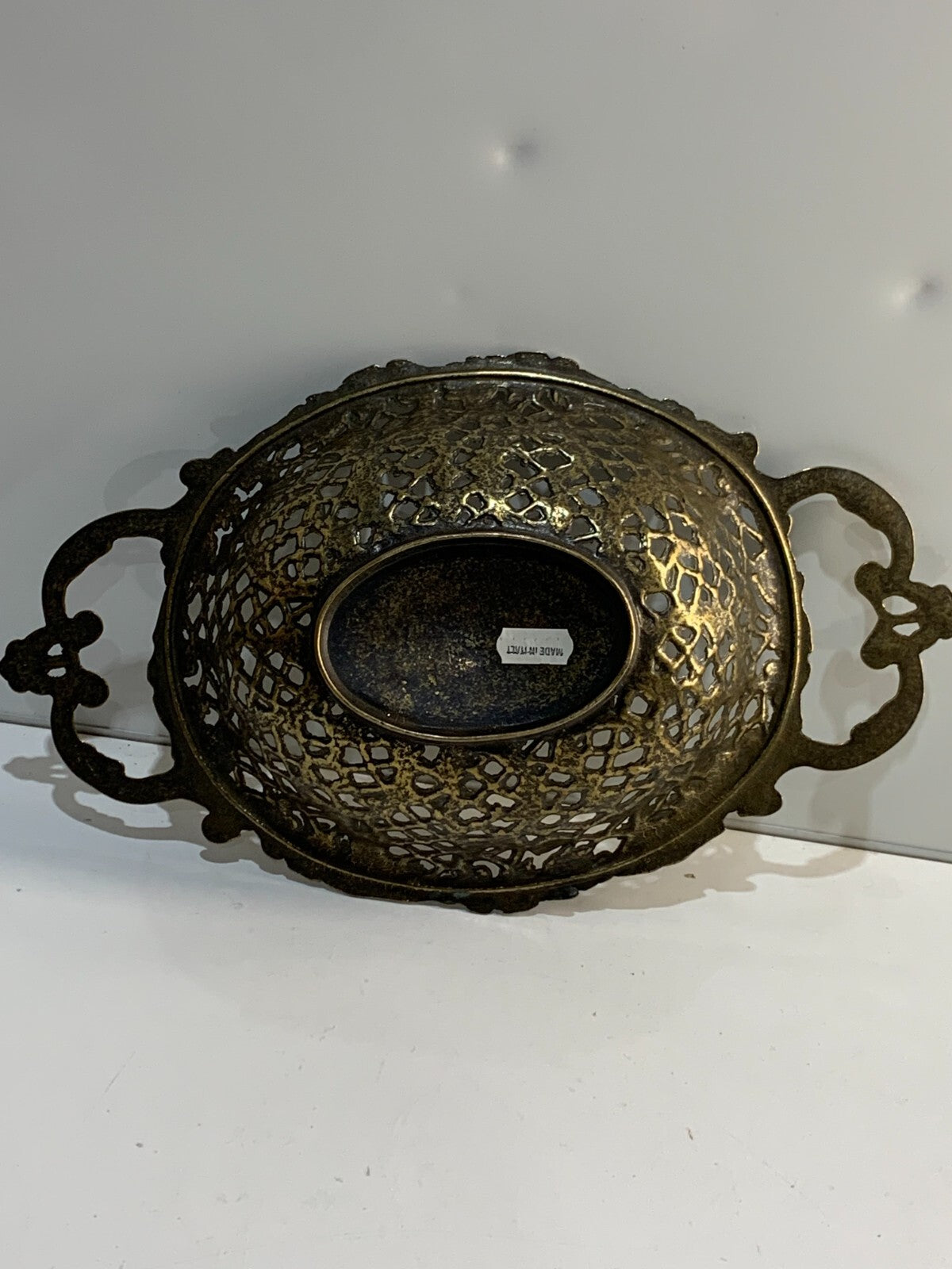 Vintage Fancy Bronze Brass Reticulated Basket or Bowl with Rococo Design