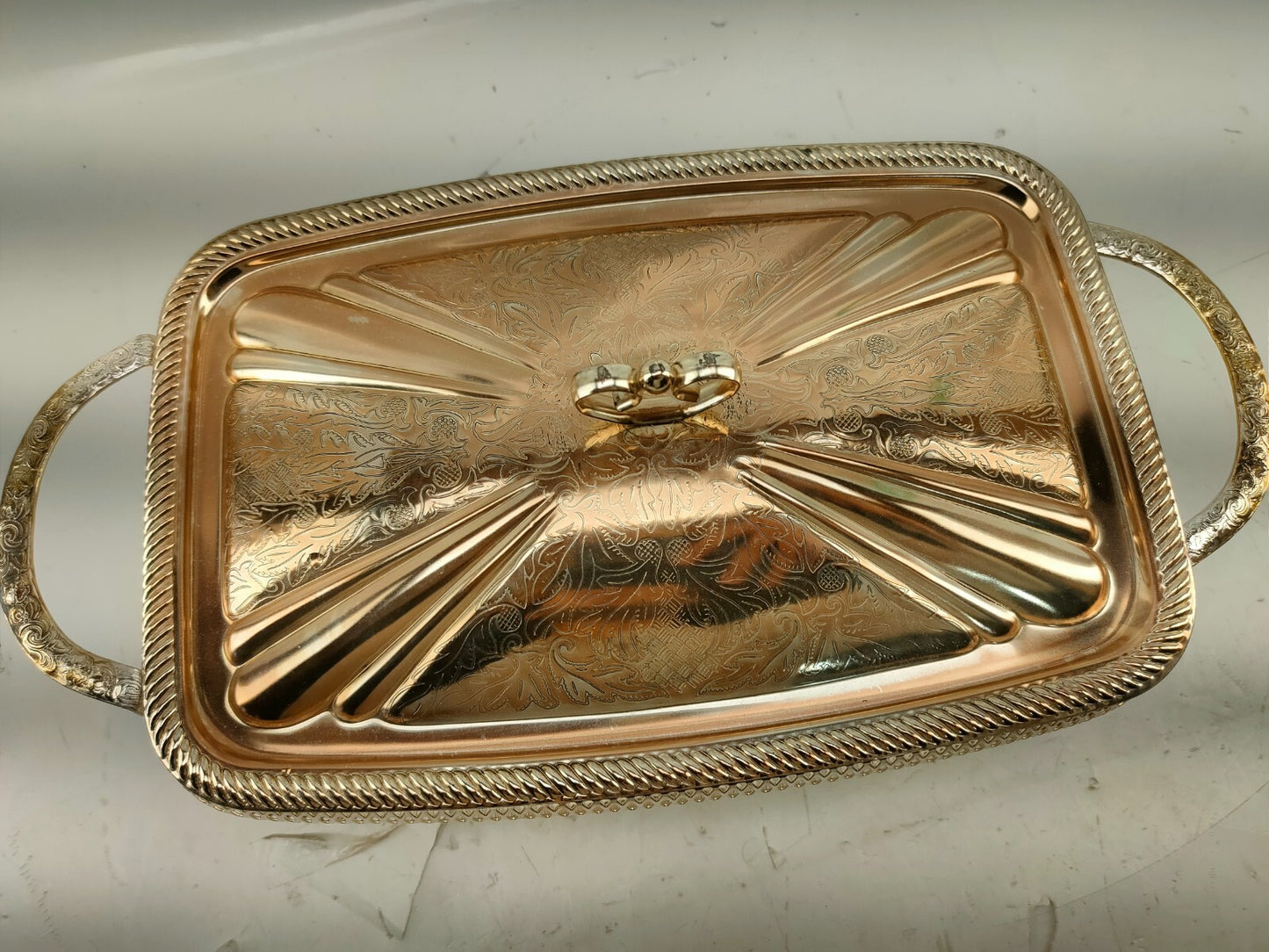Queen Anne Table Top Serving Dish Gold Plated w/Special Tarnish Resistant Finish