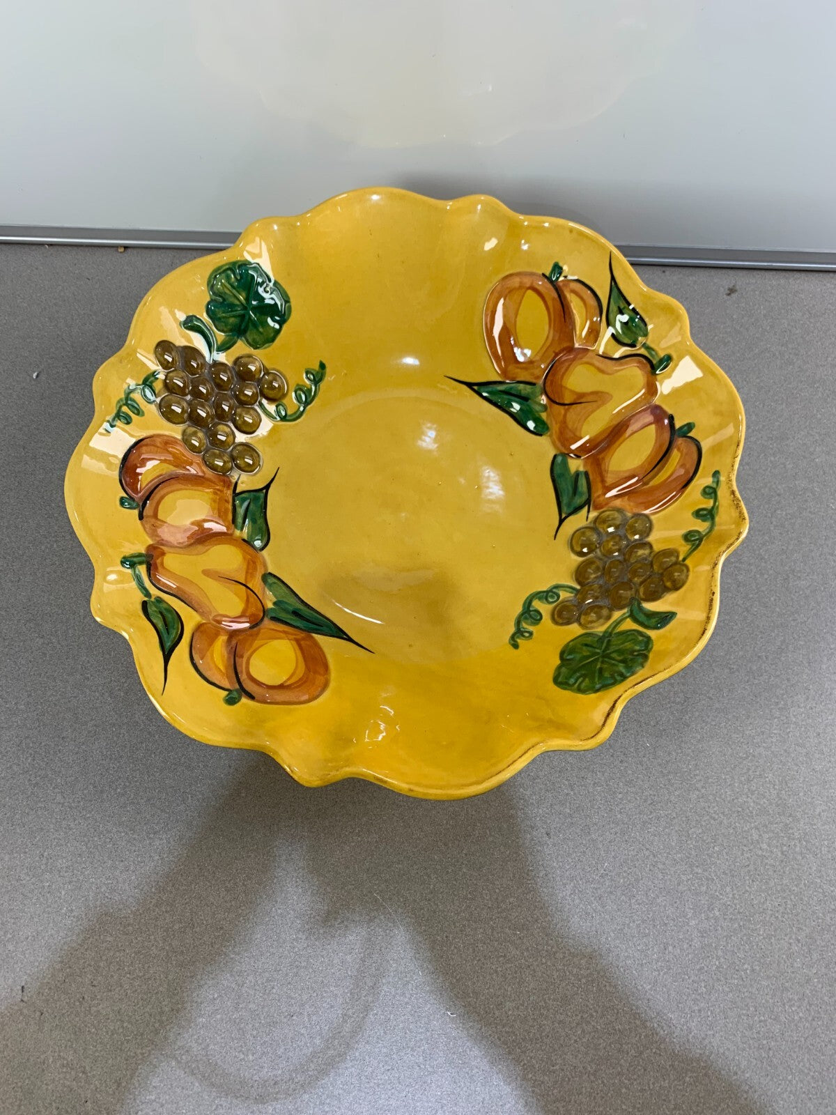 California 2008 Pottery Serving Bowl Round Yellow Glazed