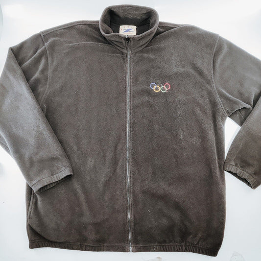 Vintage World Outerwear Olympic Logo Black Fleece Men's Size XL