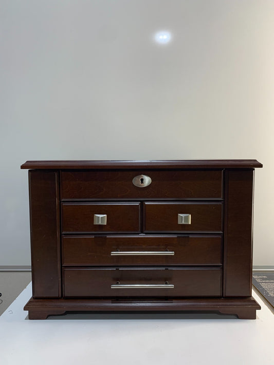 Arolly Large Wood Finish Jewelry Box Chest W/ Four Storage Compartments Storage