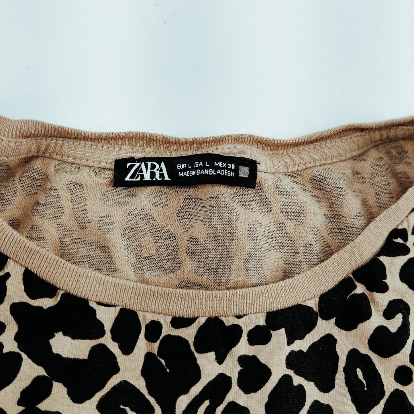 Zara Leopard Print Short Sleeve Shirt Women's Size L