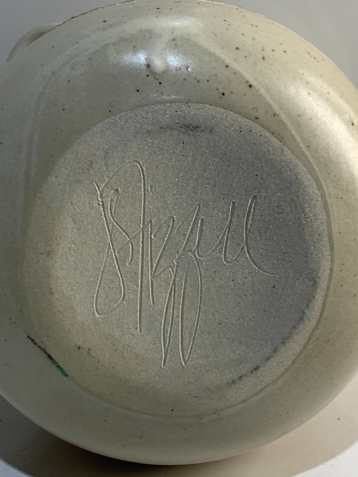 Vintage Beige with Signed Hand Crafted -Stoneware