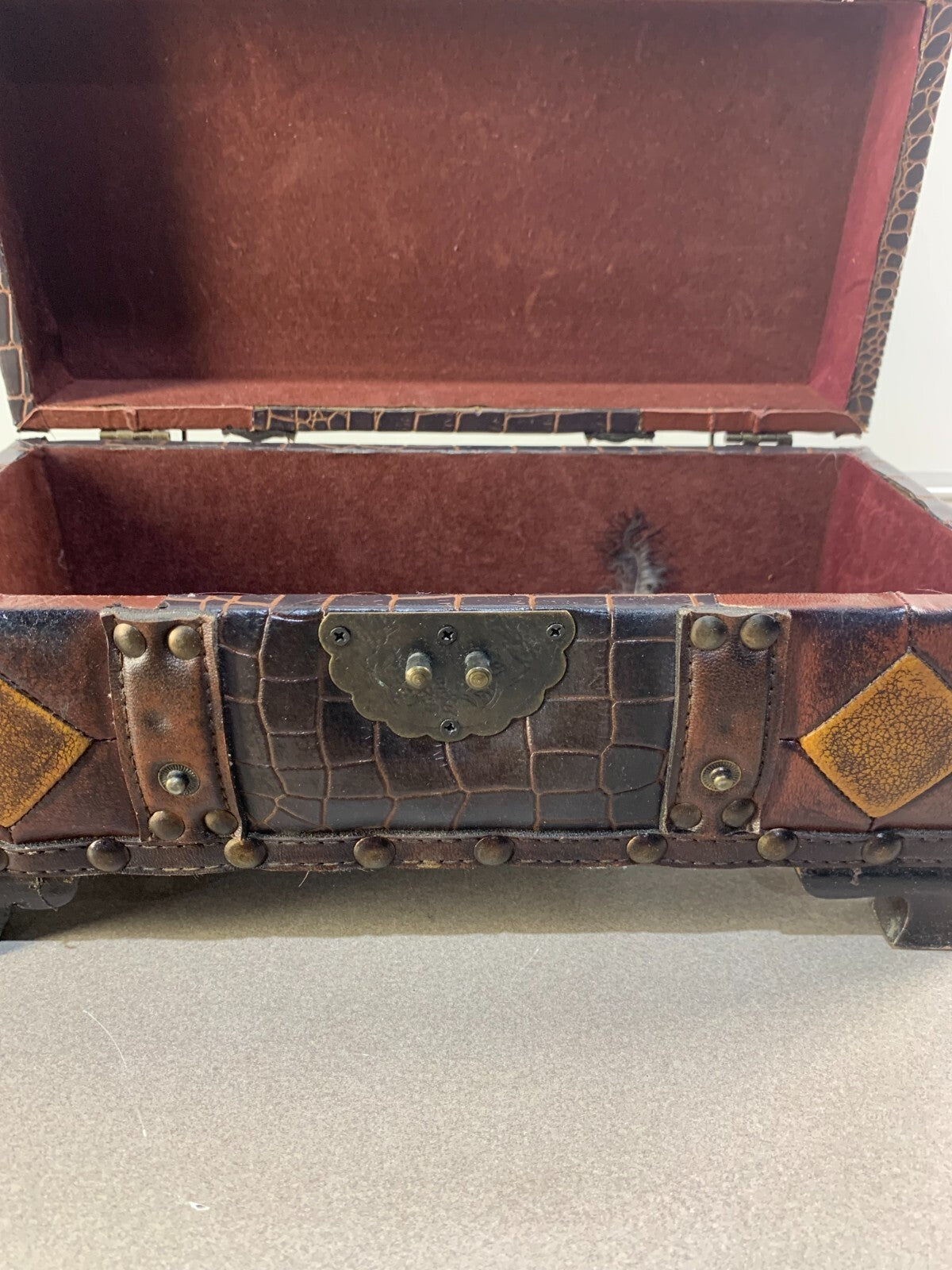 Beautiful Chest With A Metal Latch With Leather Straps