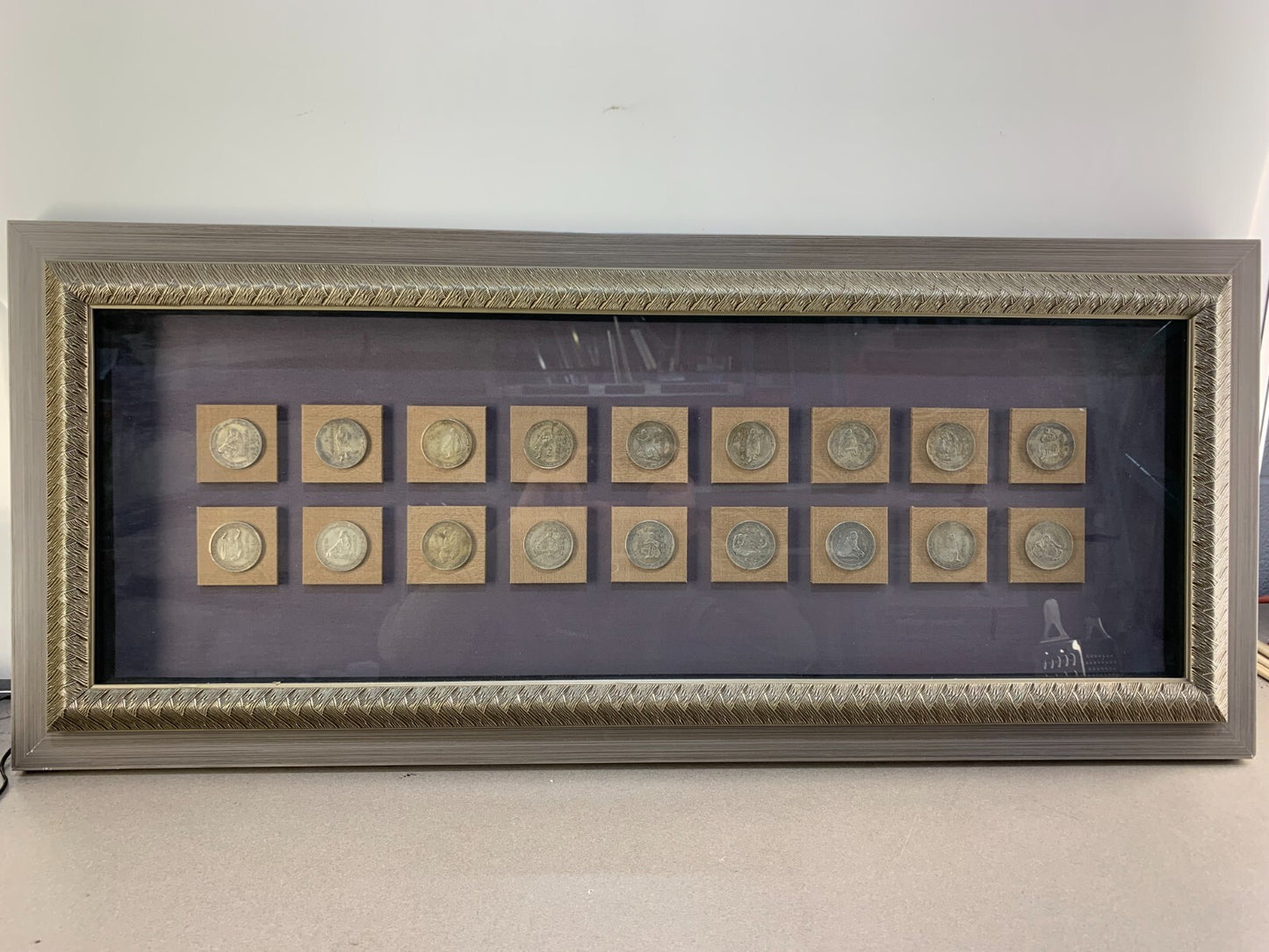 18 Antique Buddhist Arhats Coins In Frame