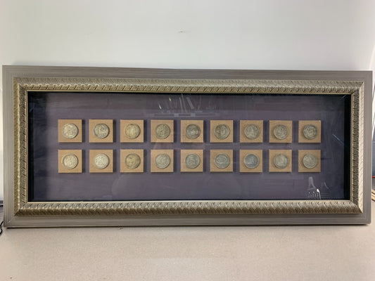 18 Antique Buddhist Arhats Coins In Frame