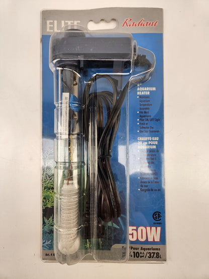 Elite Radiant 50W Aquarium/Fish Tank 8” Heater Thermostat Control Fresh Salt