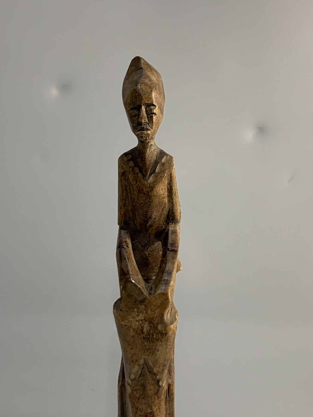 Vintage handmade Folk Art carving of a drummer.