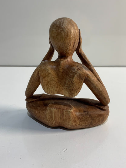 Wood Lotus Meditation Yoga Sculpture Hand Carved, "Natural Meditation"