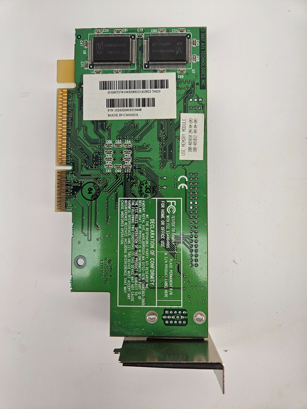 ATI 4MB 3D RagePro AGP 2X Video Card 109-43200-01