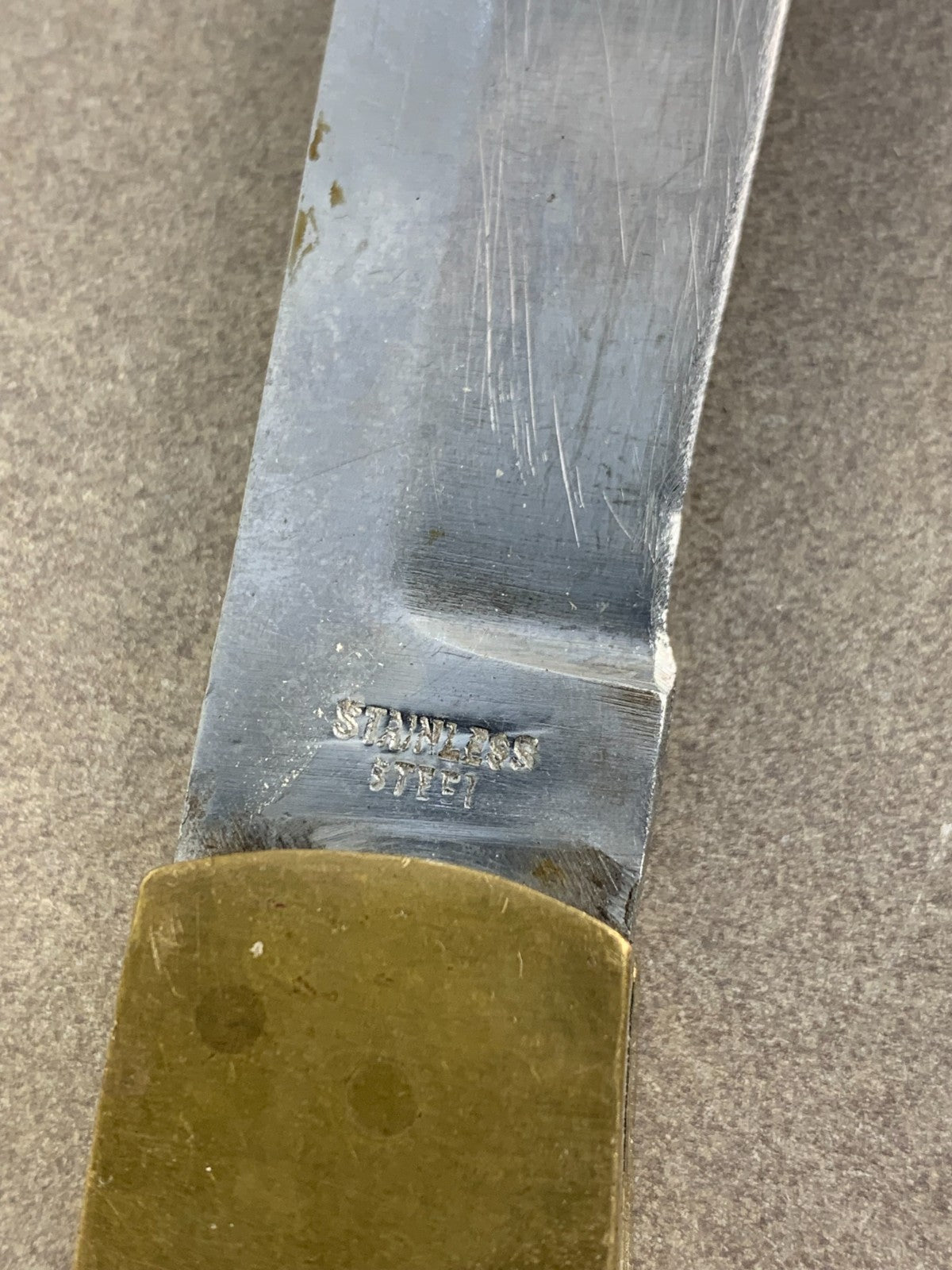 Vintage Antique Stainless Brass Single Blade Folding Pocket Knife