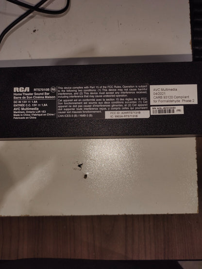 RCA RTS7010B  Home Theater Sound Bar with Bluetooth Complete - Black