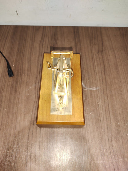 Vintage Crude Oil Pump Music Box Automaton Gilt Gold Pump With Wooden Case