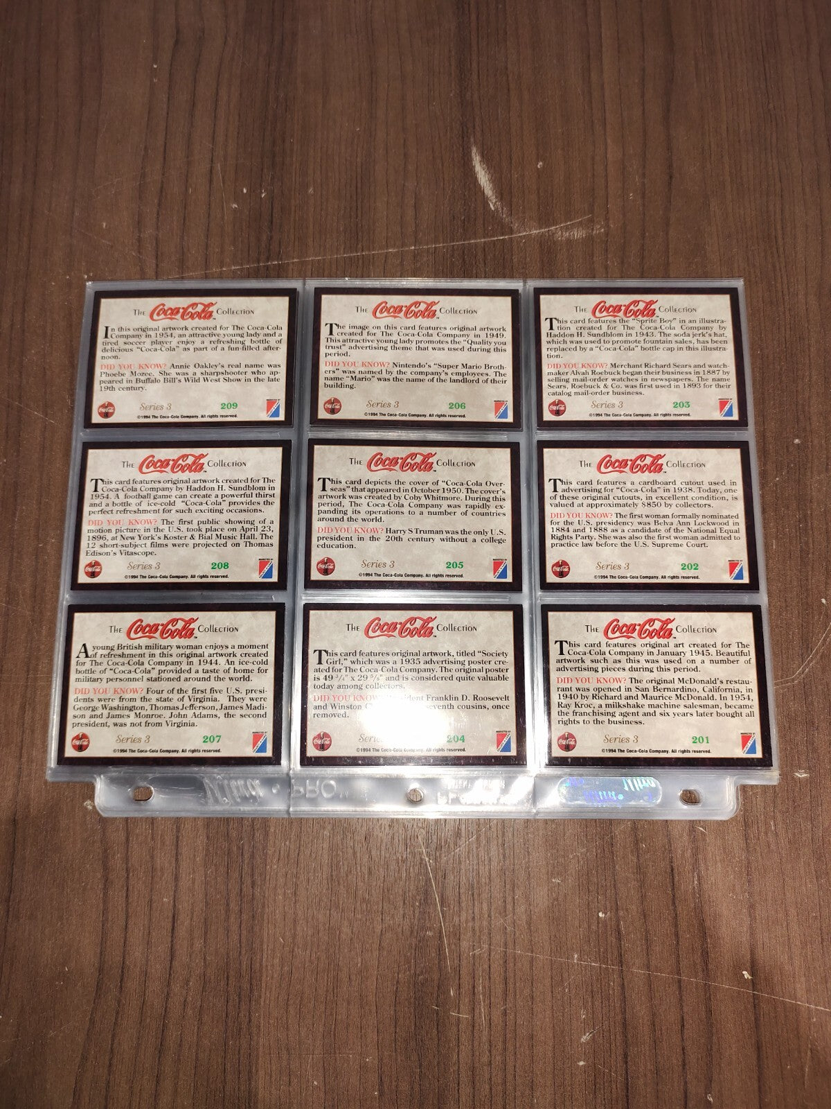 Vintage Collectible Coca-Cola Cards - Series 3 - Cards #201-300 Cards