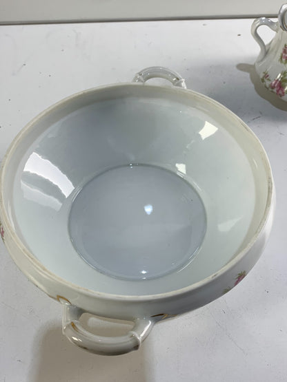Vintage O&EG Royal Austria Round Serving Dish & Covered Sugar Bowl