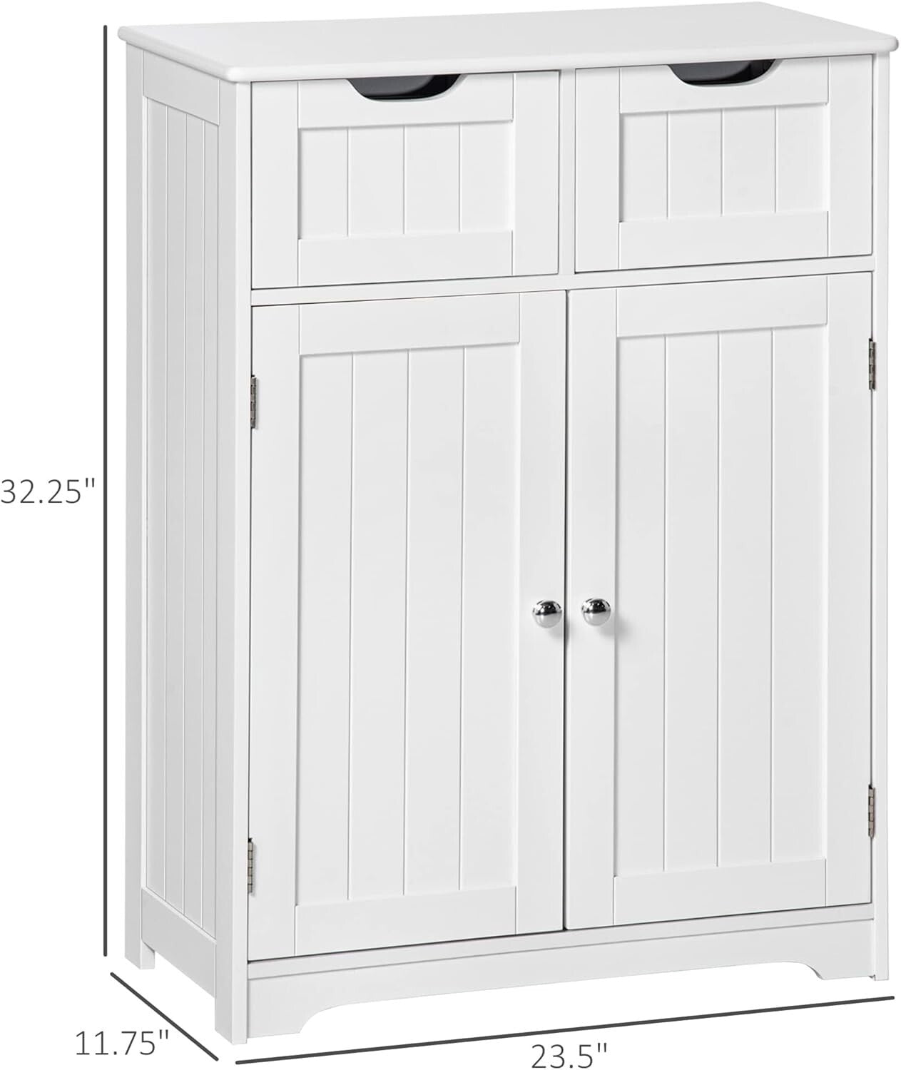 Freestanding Bathroom Storage Cabinet with 2 Drawers & Adjustable Shelf, White